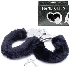 ALGEMAS REGULÁVEIS COM CHAVES E PELÚCIA  PRETA