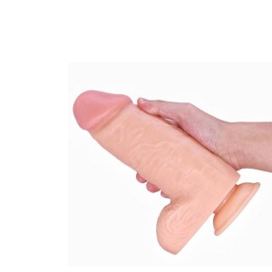 Pênis Realístico com Ventosa Escroto 20 X 8 CM