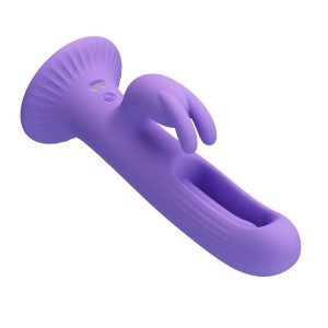 Vibrador Penetrador com Ventosa e Estimulador em Formato de Coelho 