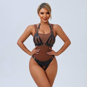 Conjunto Sutiã e Calcinha de Bondage em Couro