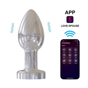 Plug Anal Cromado com 10 Modos de Vibração e Controle por Aplicativo 